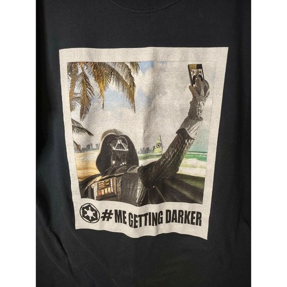 Star Wars Mens T-Shirt Darth Vader # Me Getting Darker Black Crewneck Tee XL - Picture 3 of 5